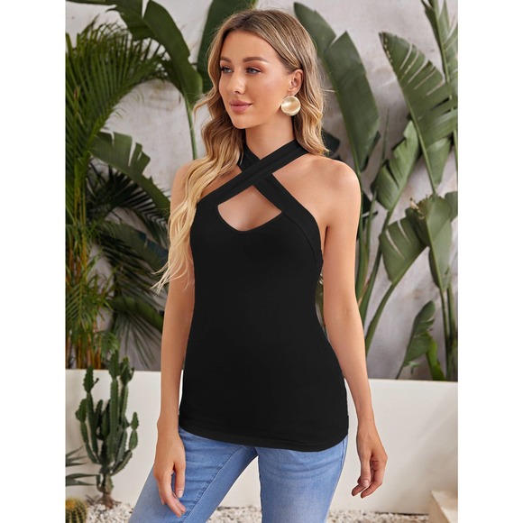 Maternity Crisscross Halter Top black - Picture 3 of 5
